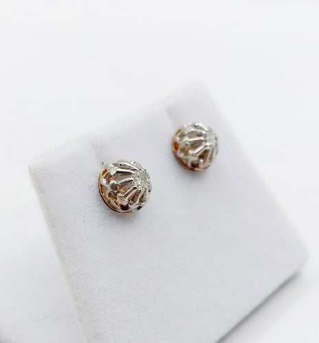 Boucles d'oreilles Puces d'oreilles or rose, platine, diamants taille ancienne (circa 1900) 58 Facettes A05867