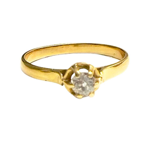 Ring 55 Contemporary 20th century gold solitaire ring with diamonds 58 Facettes Q50B