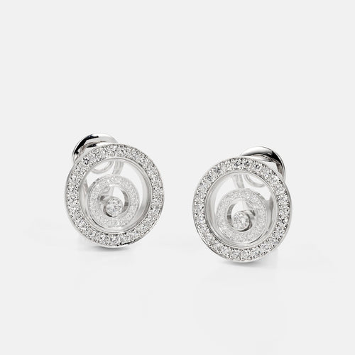 Boucles d'oreilles CHOPARD - Boucles d'oreilles Happy Diamonds or blanc diamants 58 Facettes