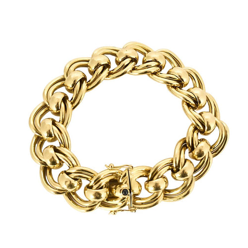 Bracelet Bracelet or jaune à double maillons ronds ajourées 58 Facettes BIA1071