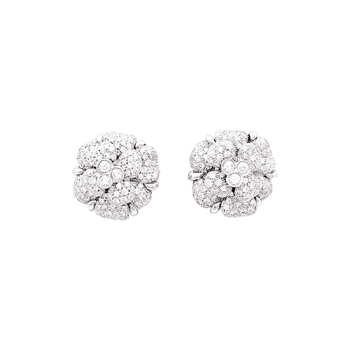 Boucles d'oreilles Boucles d'oreilles Chanel, "Camélia", or blanc, diamants. 58 Facettes 34310