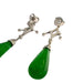 Earrings Art Deco style long platinum earrings with diamonds and jadeites 58 Facettes Q25B