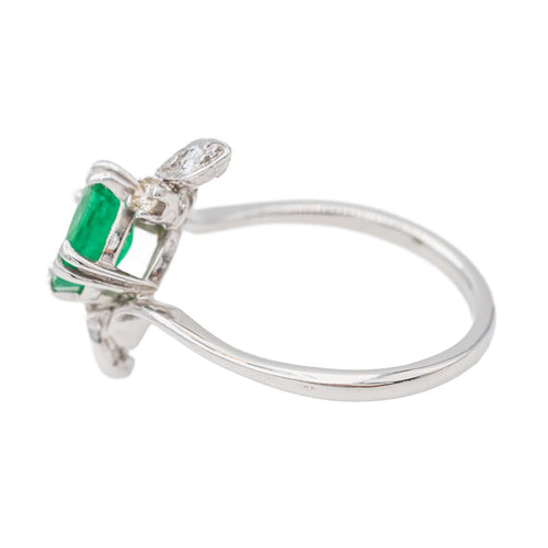 Bague 54 Bague Or blanc Emeraude, Diamant 58 Facettes 3233029CN