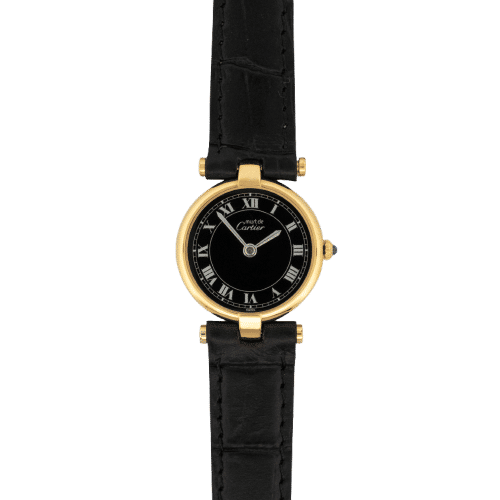 Montre Cartier Must Vendôme - Black roman dial - SM 58 Facettes