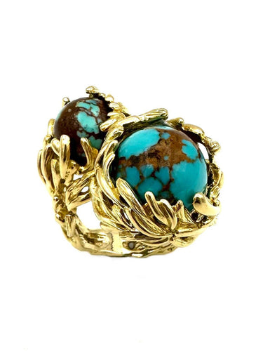 Bague 53 GILBERT ALBERT. Collection "Multi-billes", bague toi et moi or jaune 18K 58 Facettes