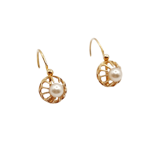 Boucles d'oreilles Boucles d’oreilles dormeuse en or rose 18k et perle (circa 1900) 58 Facettes A02617
