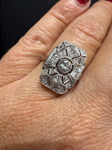 Bague 57 Art déco - Bague Platine et Diamants 58 Facettes 1.0000705/1