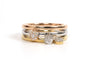 Bague 51 Bague contemporaine en or jaune, blanc et rose 18 carats sertie de diamants 58 Facettes 21853