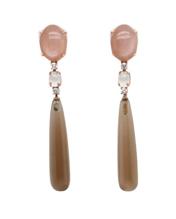 Boucles d'oreilles Boucles d'oreilles en Quartz Fumé, Agate Noire Ornées de Diamants de 0,32 Carat 58 Facettes