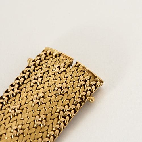 Large bracelet en or jaune à maille polonaise