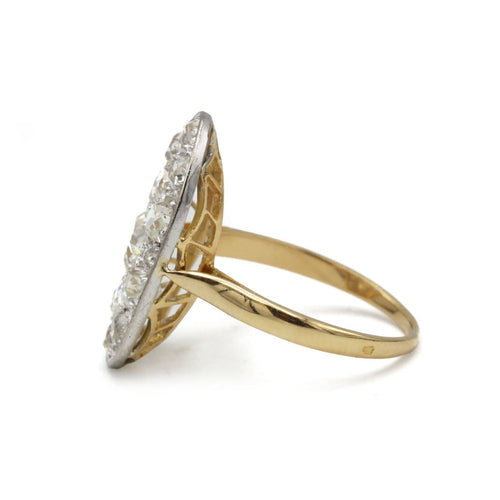 Bague 57 Bague baignoire en or 750 et platine, diamants tailles anciennes environ 3 carats 58 Facettes 1271