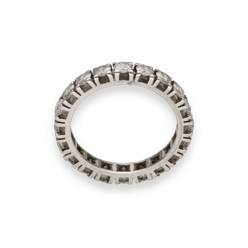 Bague 55 Alliance en or gris 18K avec 2,00 ct de diamants H-VS - Taille 55 - Sertie griffes 58 Facettes FB10651