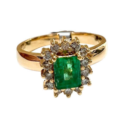 Bague 57.5 BAGUE DE DESIGN CONTEMPORAIN en OR 18 carats avec DIAMANTS et ÉMERAUDE 58 Facettes Q287B