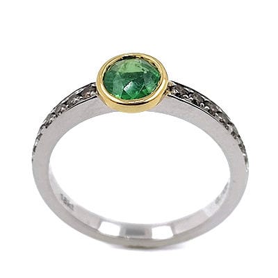 Bague Bague en or blanc et jaune, Tsavorite et diamant 58 Facettes 44257596