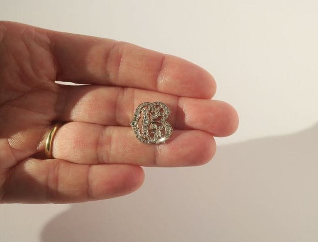 Pendentif Pendentif monogramme C B pavé de diamants en or rose 18k 58 Facettes