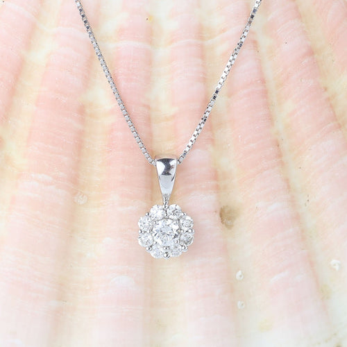 Collier Collier avec pendentif rosette en or blanc 18k et diamants 58 Facettes 159/24R