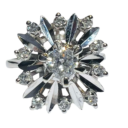 Bague 52 Bague "étoile" or blanc diamants 58 Facettes 7872 A