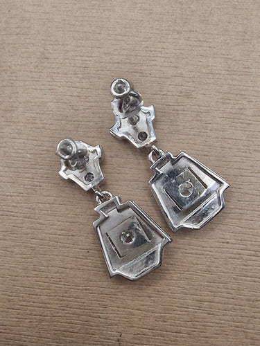 Boucles d'oreilles Boucles d'oreilles pendantes antiques en or blanc du début des années 1900 58 Facettes