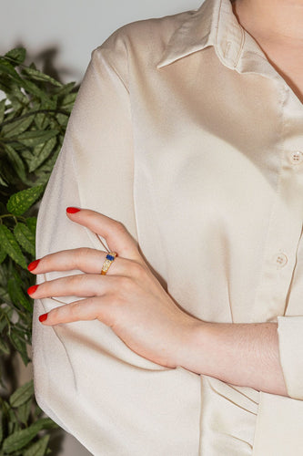 Bague 56 Bague Or jaune Saphir, Diamant 58 Facettes 3621957CN