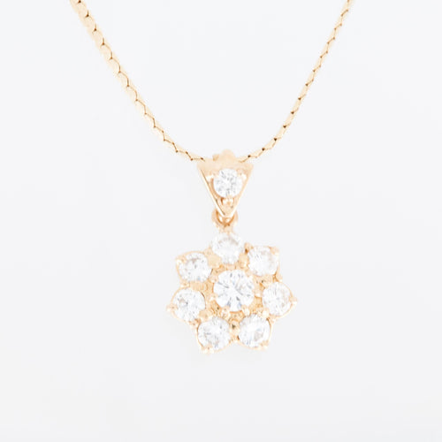 Pendentif Pendentif marguerite en or jaune avec diamants, certifié HRD 58 Facettes