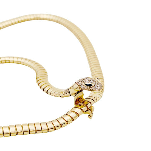 Collier Collier Bulgari, « Serpenti Tubogas », or jaune, diamants, onyx. 58 Facettes 35159