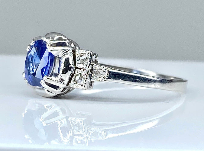 Bague 56 Bague saphir et diamants vers 1900 58 Facettes AB306