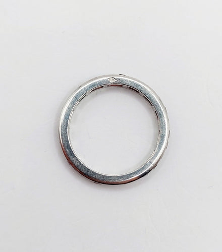 Bague 51 Alliance américaine art déco en or blanc et rubis calibrés synthétiques 58 Facettes A05493