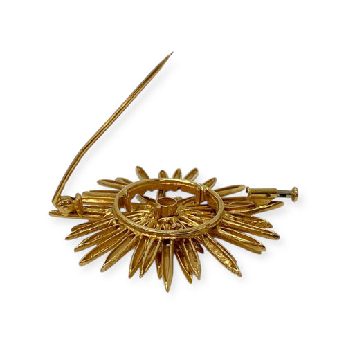 Broche Broche fleur en or jaune 750 et perle de culture, diamants 58 Facettes 330089636