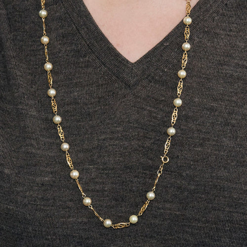 Collier Sautoir Or Jaune Perles de Culture 58 Facettes LP1119/6