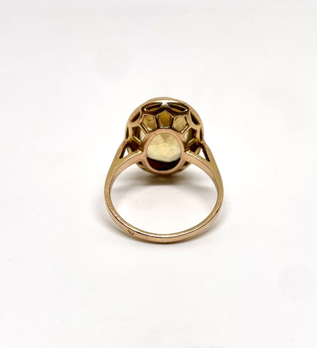 Bague 53 Bague cocktail en or jaune et citrine 58 Facettes