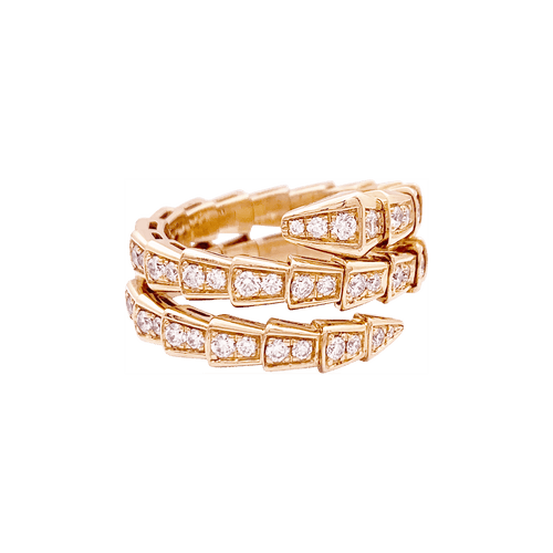 Bague 55 Bague Bulgari, "Serpenti Viper", or rose, diamants. 58 Facettes 34524