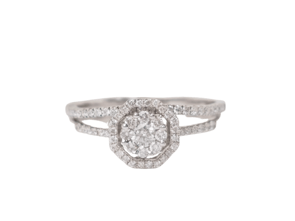 Bague 60 Bague solitaire en or blanc et diamants 0.66ct 58 Facettes 21835/30916