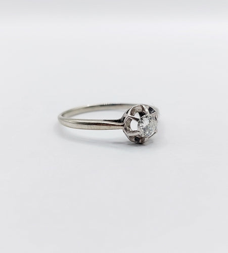 Bague 53 Bague solitaire art deco or blanc 18k diamant 0,22 carat (circa 1930) 58 Facettes A06143