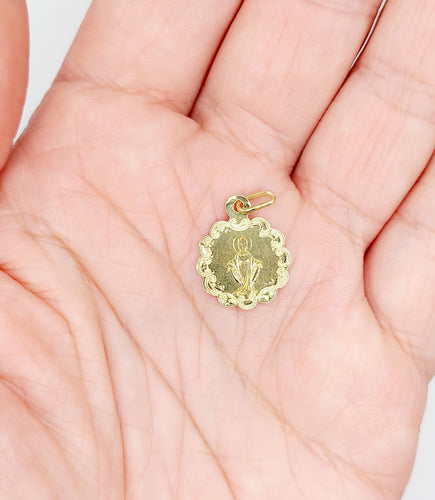 Pendentif Petite médaille religieuse antique or jaune Vierge Marie (circa 1900) 58 Facettes A05912