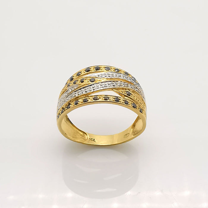 Bague 59 Bague en or jaune, saphirs, diamants 58 Facettes