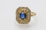 Unique yellow gold ring with an oval sapphire and diamonds 58 Facettes 11262
