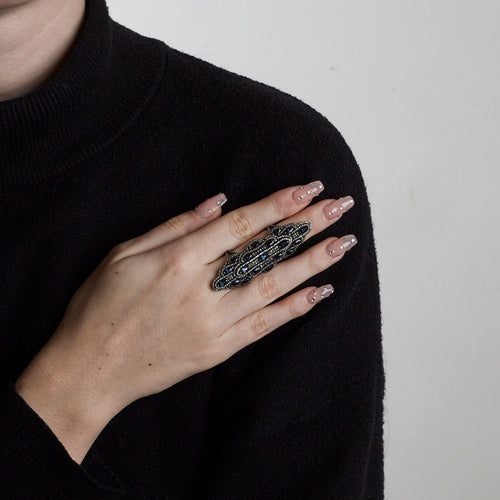 Bague 55 Bague en or jaune et argent 58 Facettes 1629