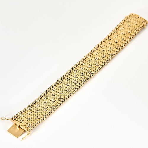 Large bracelet en or jaune à maille polonaise