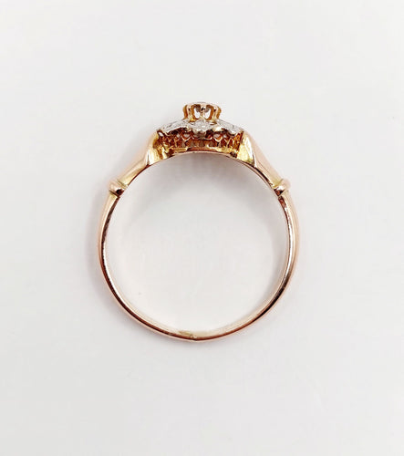 Bague 54 Ancienne bague marguerite or rose, diamants taille rose (circa 1900) 58 Facettes A05495