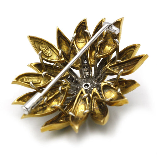 Broche CARTIER - Broche Fleur émail diamants 58 Facettes