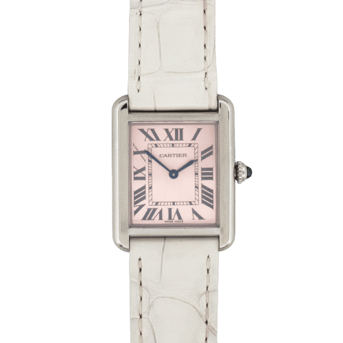 Montre Cartier - Montre Tank Solo cadran rose romain édition limitée 58 Facettes