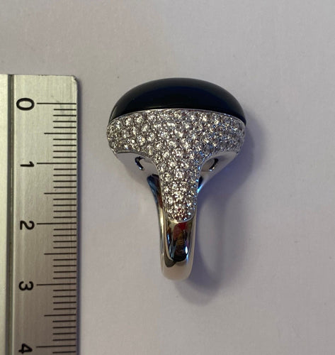 Chantecler - Bague Cherie en or blanc 18 carats, onyx et diamants