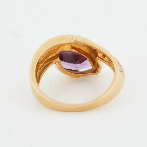 Bague 52 Bague Or Jaune - Améthyste Marquise et Diamants 58 Facettes RÉF 11316/10