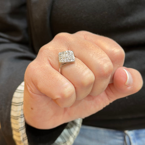 Bague 54 Bague vintage or blanc platine et diamants 58 Facettes