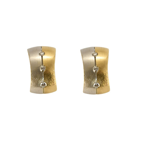 Boucles d'oreilles en Or jaune & blanc 18k