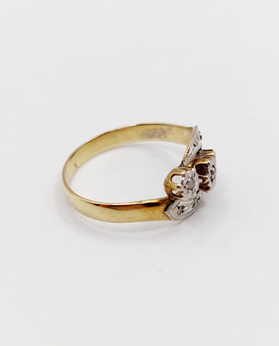 Bague 50.5 Bague or jaune, diamants taille rose (circa 1900) 58 Facettes A06375