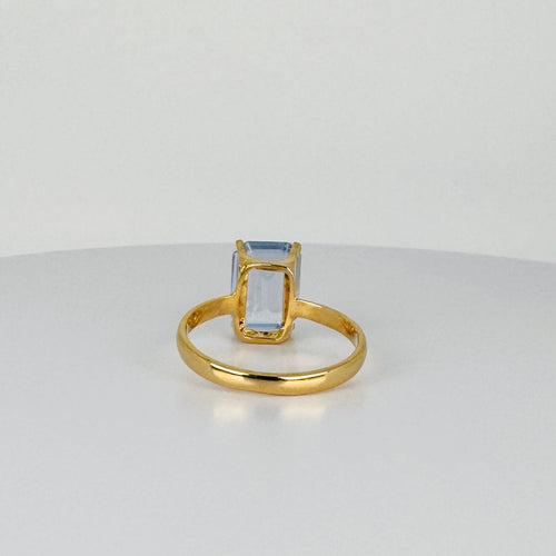 Bague Bague en or jaune avec aigue-marine facettée 58 Facettes 2505015