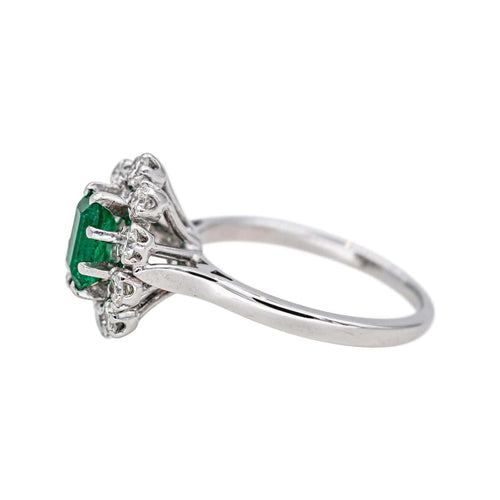 Bague 48 Bague  Marguerite Or blanc Emeraude, Diamant 58 Facettes 4745027CN