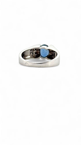 Bague 51 Bague en or blanc saphir et diamants 58 Facettes