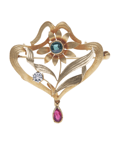 Broche Rafinity Or jaune 18K Peridot Rubis Diamant